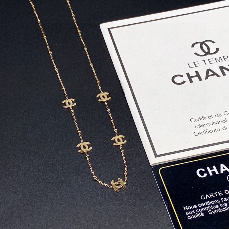 18K Chanel Small Logo Gold Necklace