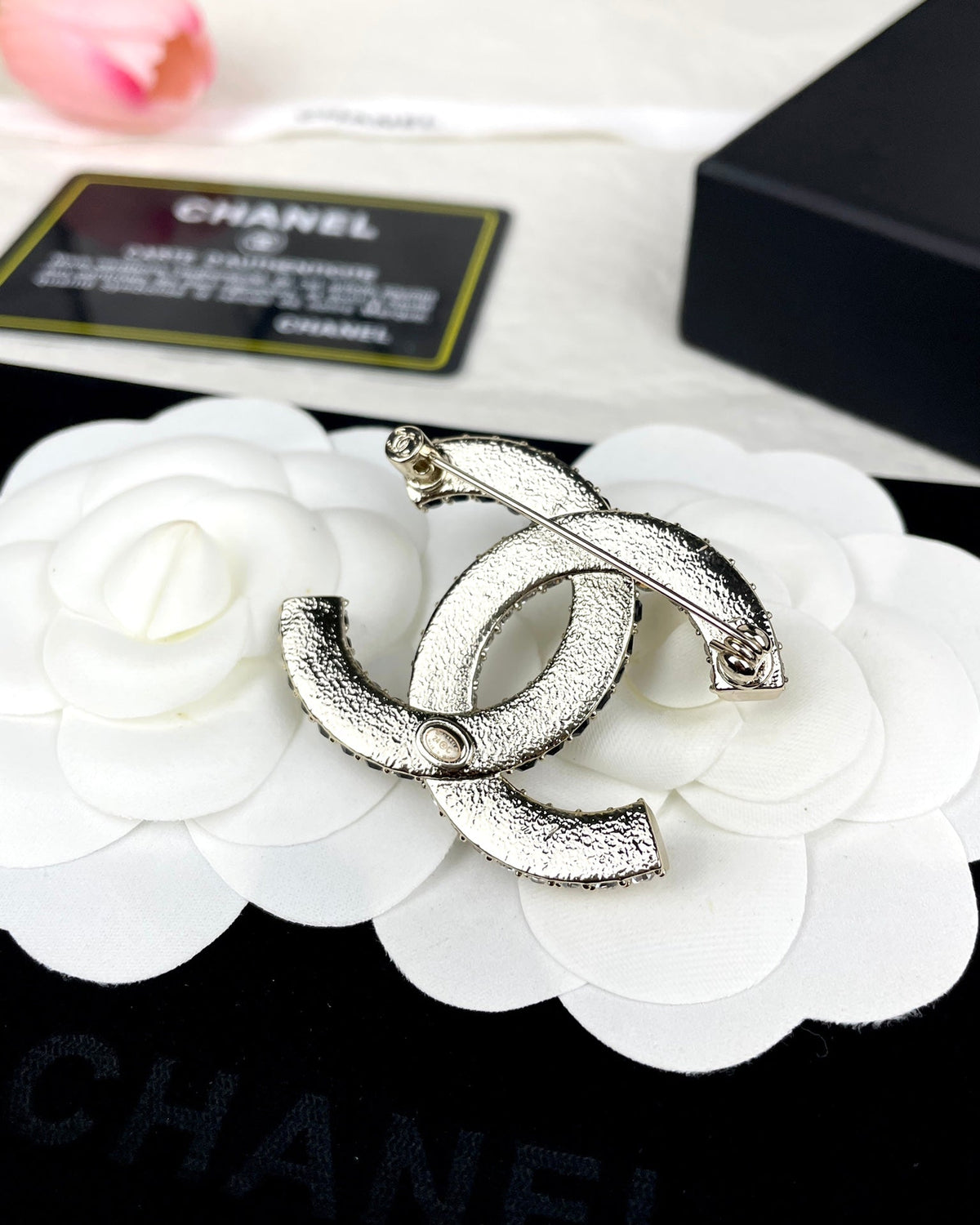 18K Chanel Black & White Crystals Brooch