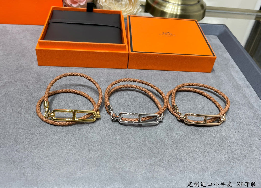 18K Roulis Double Tour Brown Hermès Bracelet