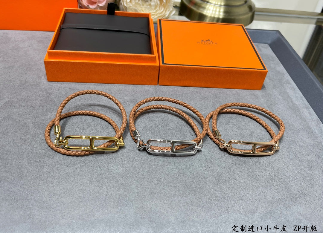 18K Roulis Double Tour Brown Hermès Bracelet