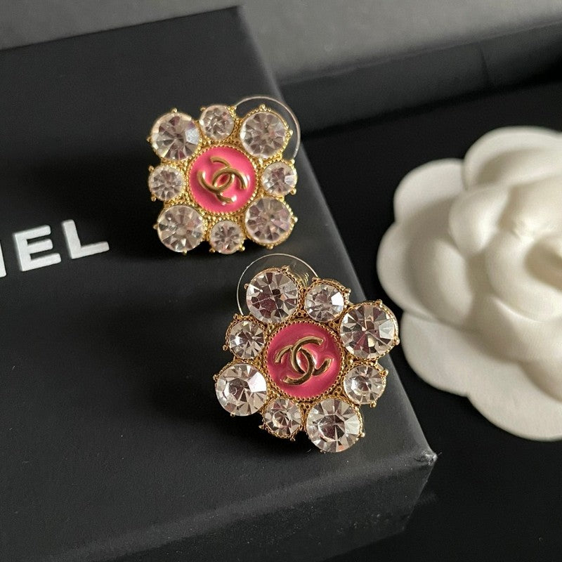 18K Chanel Color Flower Diamond Earrings