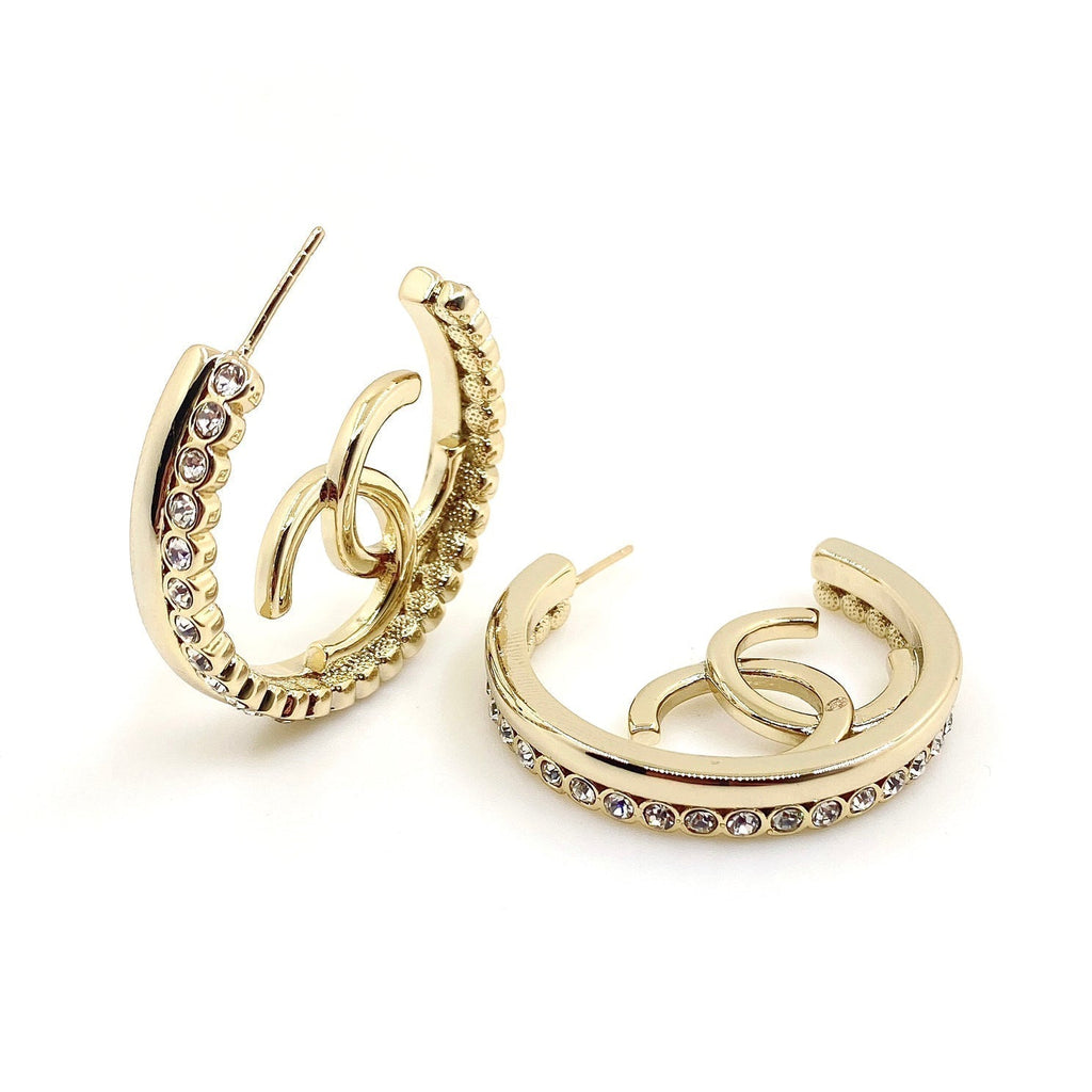 18K Chanel Circle Crystals Earrings