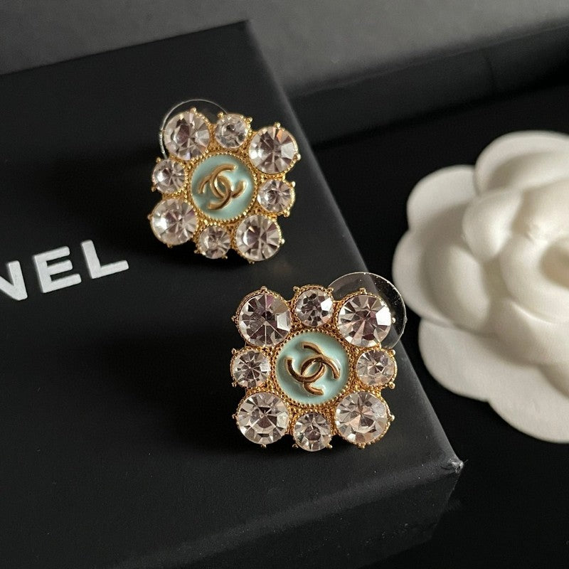 18K Chanel Color Flower Diamond Earrings