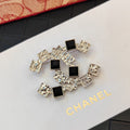 18K Chanel Black Crystals Brooch