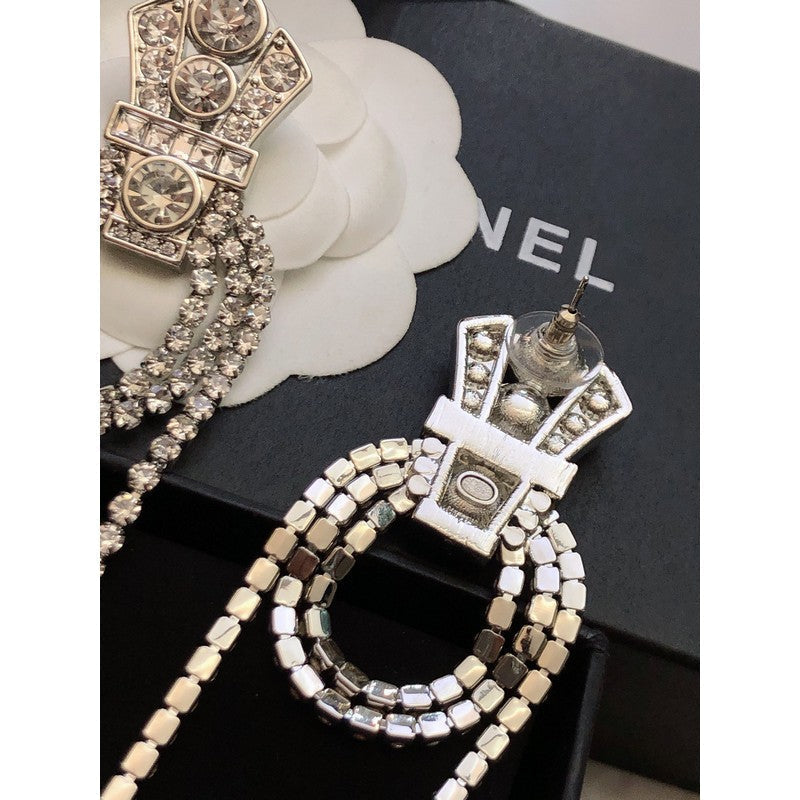 18K Chanel Tassel Crystal Earrings