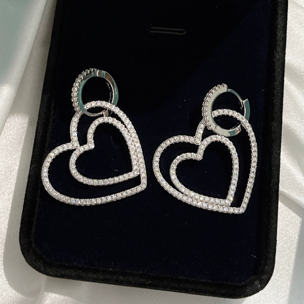 18K Tiffany & Co. Double Heart Diamond Earrings