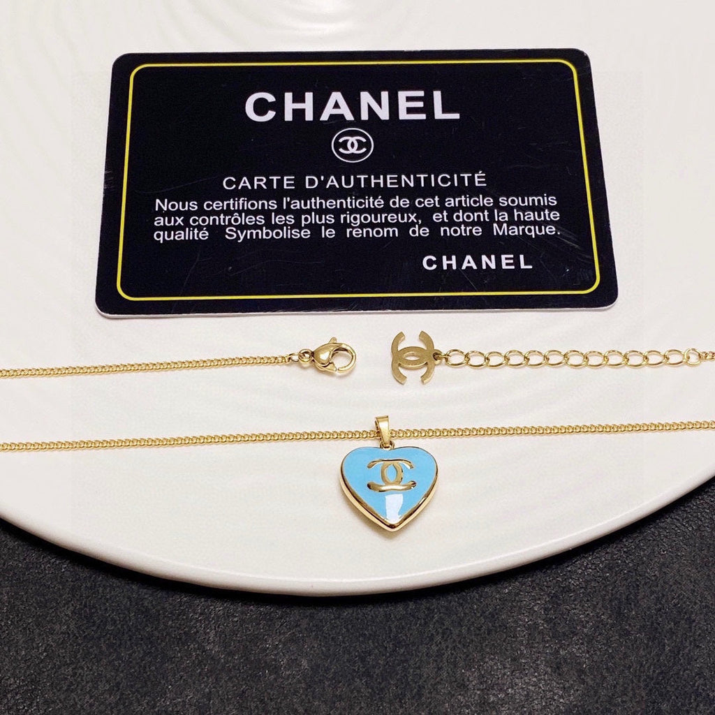 18K Chanel Blue Heart Necklace