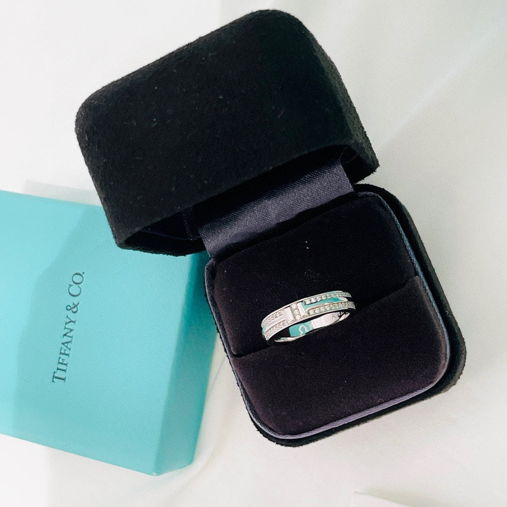 18K Tiffany & Co. Narrow Pave Diamond Ring