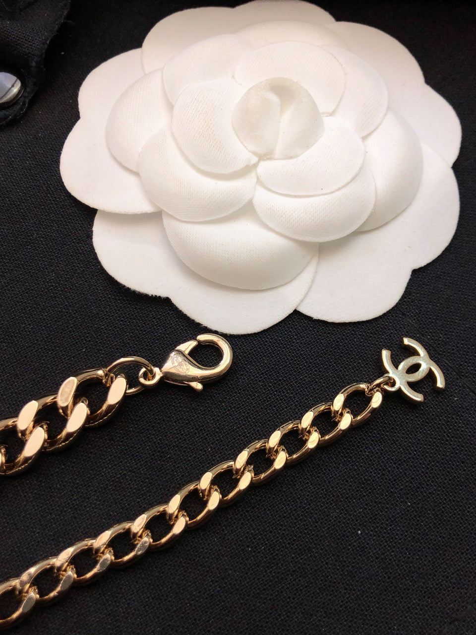 18K Chanel Pink Logo Chain Necklace