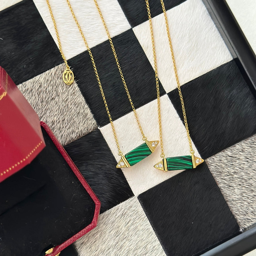 18K Cartier Les Berlingots De Malachite Necklace