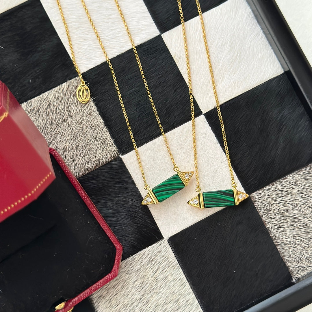 18K Cartier Les Berlingots De Malachite Necklace