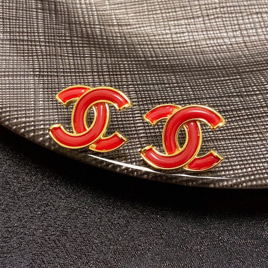 18K Chanel Red Resin Earrings