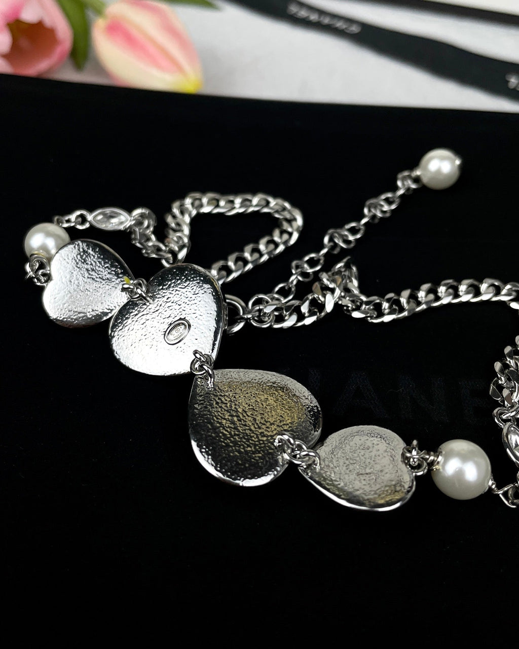 18K Chanel Heart Crystals Necklace