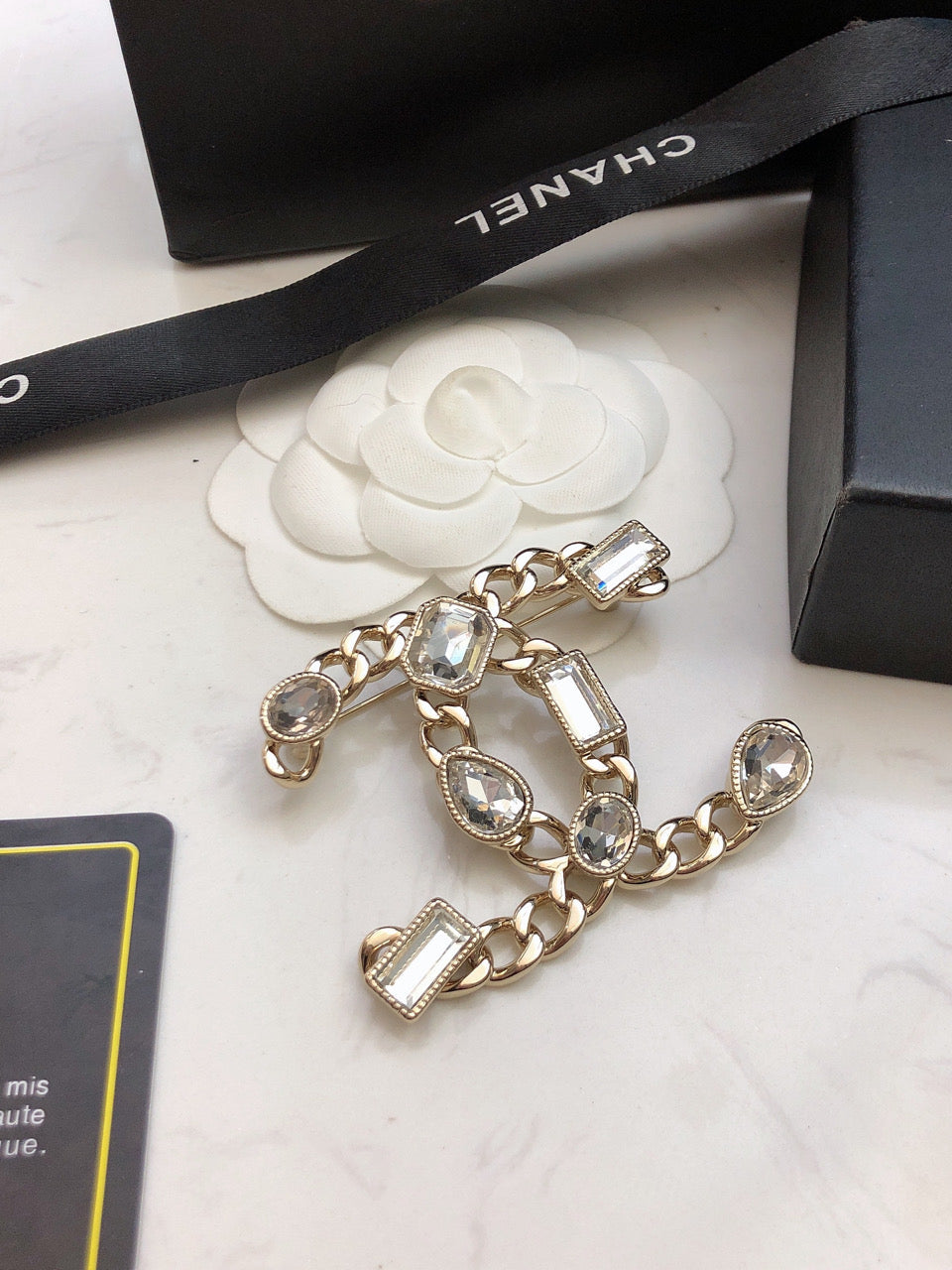 18K Chanel Crystals Strass Brooch