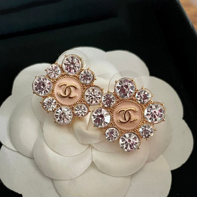 18K Chanel Color Flower Diamond Earrings