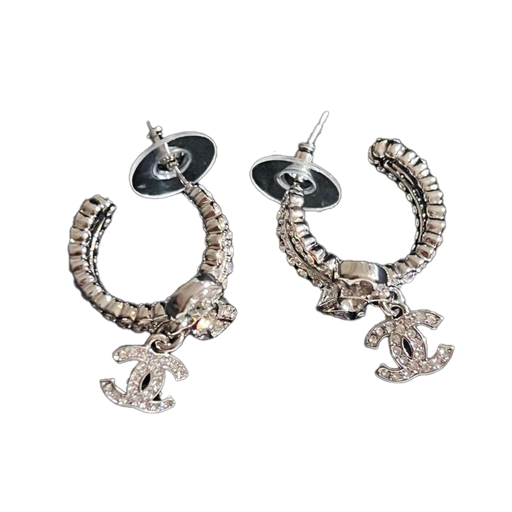18K Chanel Diamond Pendant Earrings
