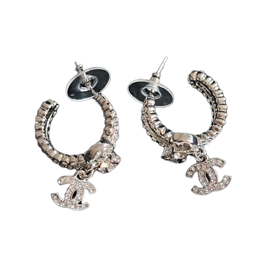 18K Chanel Diamond Pendant Earrings