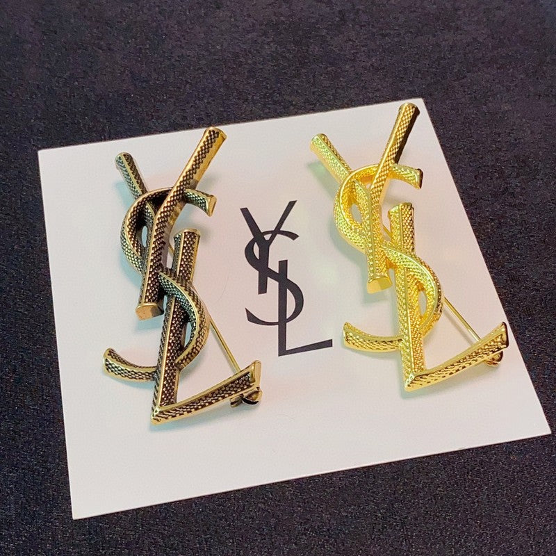 18K Saint Laurent YSL Three Color Brooch
