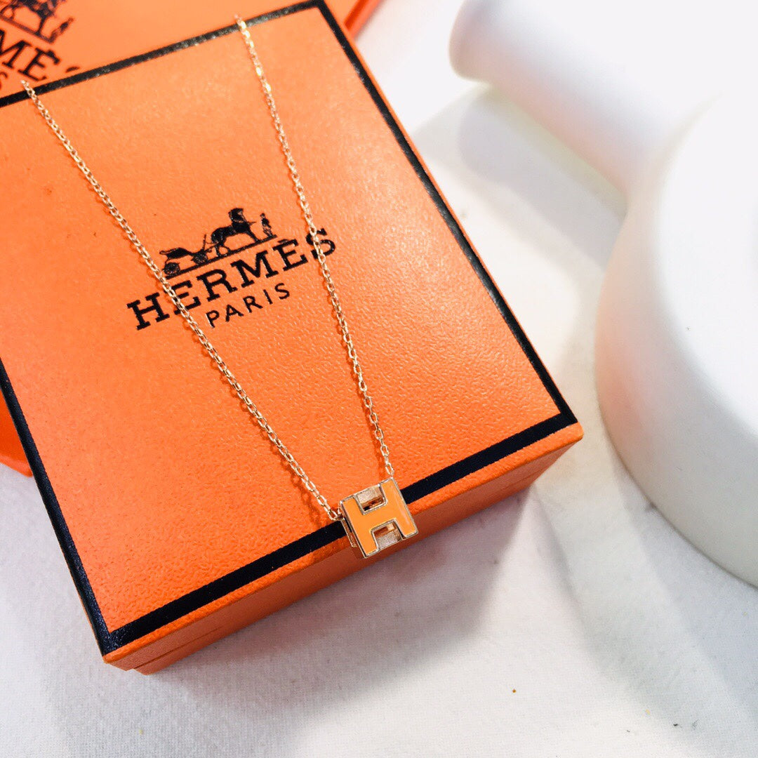 18K Cage D'H White Hermès Necklace
