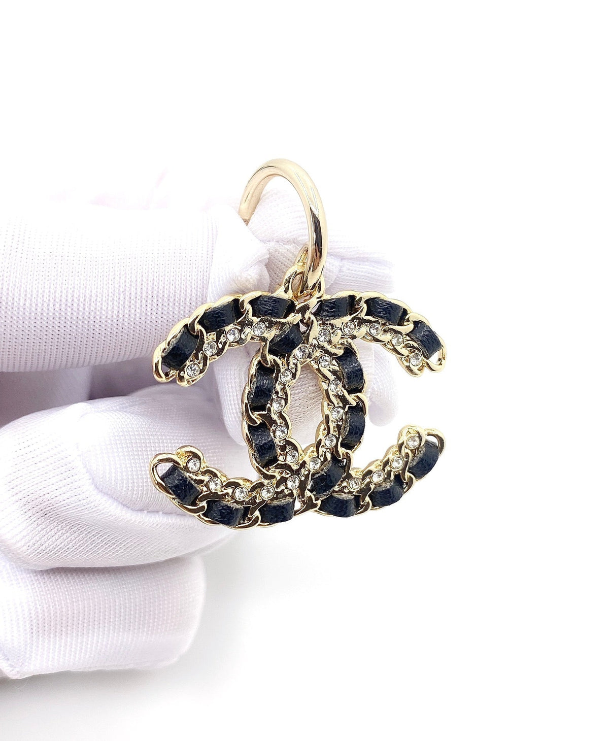 18K Chanel Pendant Leather Earrings