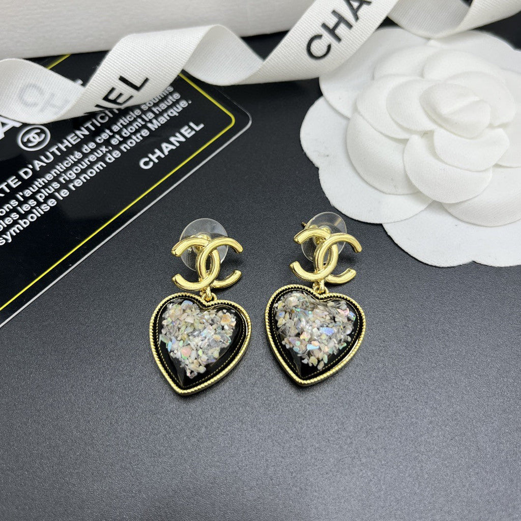 18K Chanel Multi-Color Crystals Heart Earrings