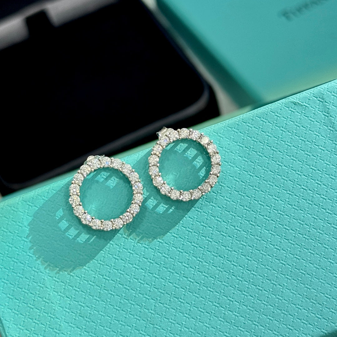18K Tiffany & Co. Circle Diamonds Earrings