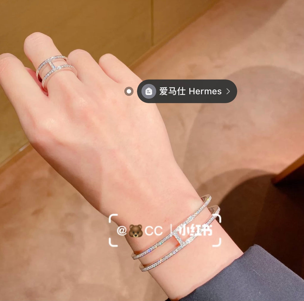 18K Ever Chain D¡¯ancre Cuff Diamond Hermès Bracelet