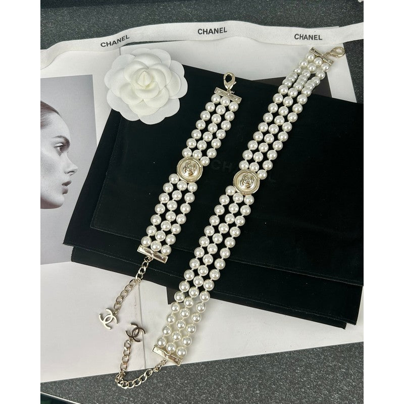 18K Chanel Choker Pearl Chain Necklace