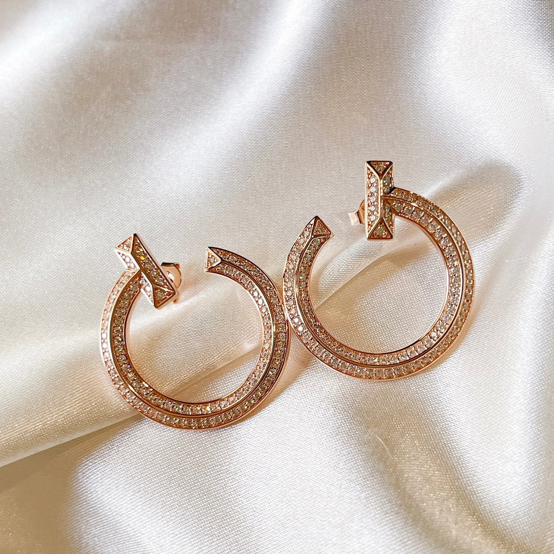 18K Tiffany & Co. T1 Open Hoop Rose Gold Earrings