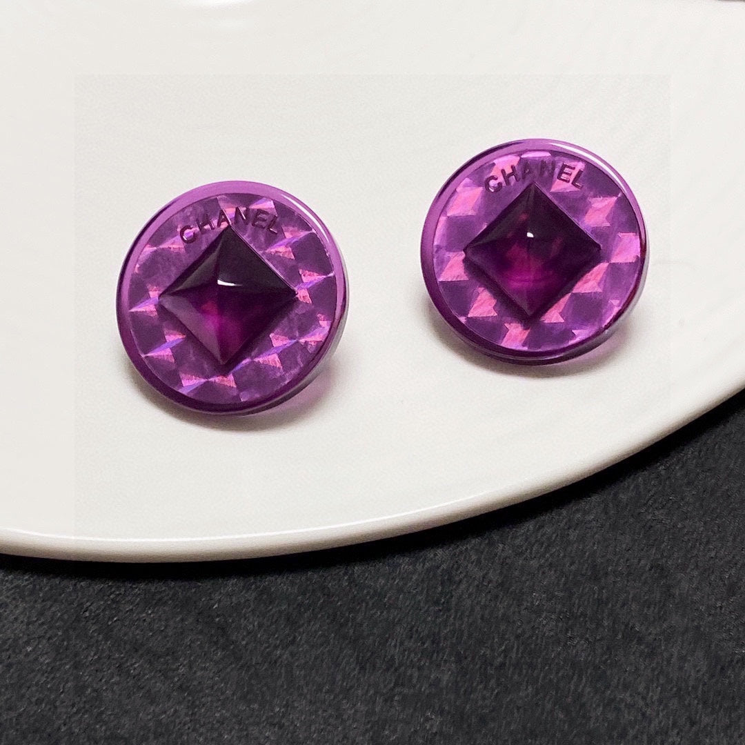 18K Vintage Chanel Purple Earrings