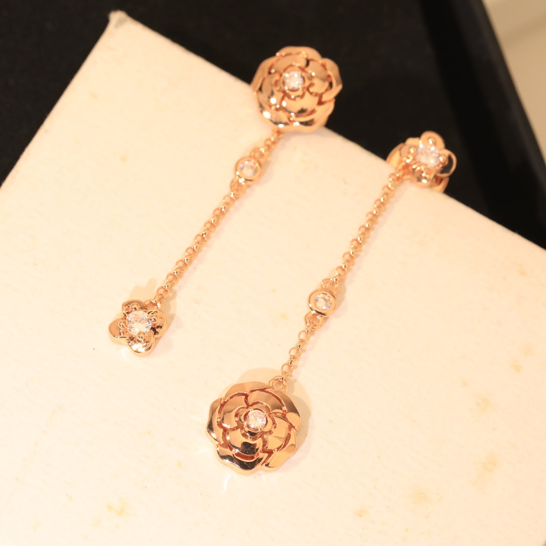 18K Chanel Camellia Earrings
