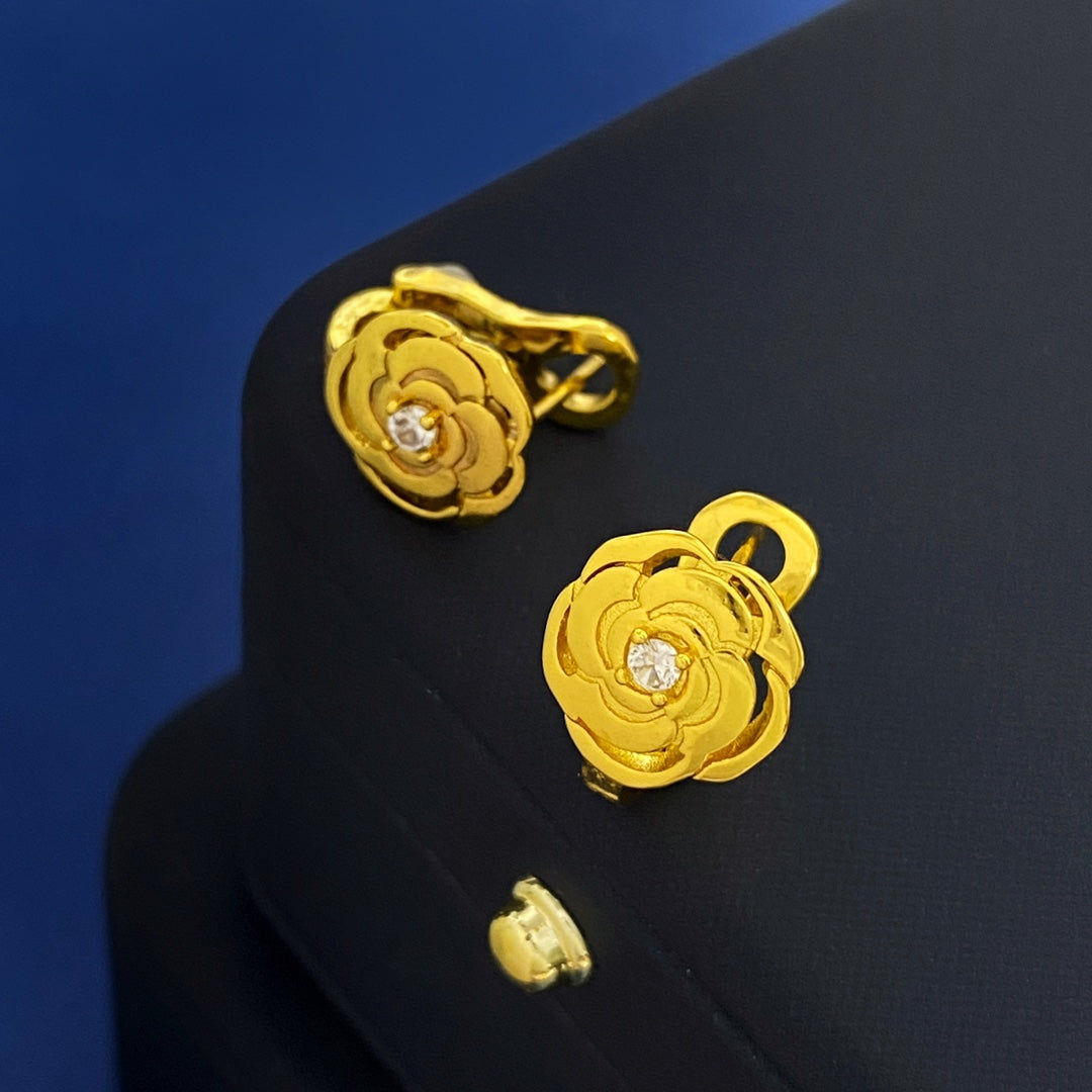 18K Chanel Camellia Earrings
