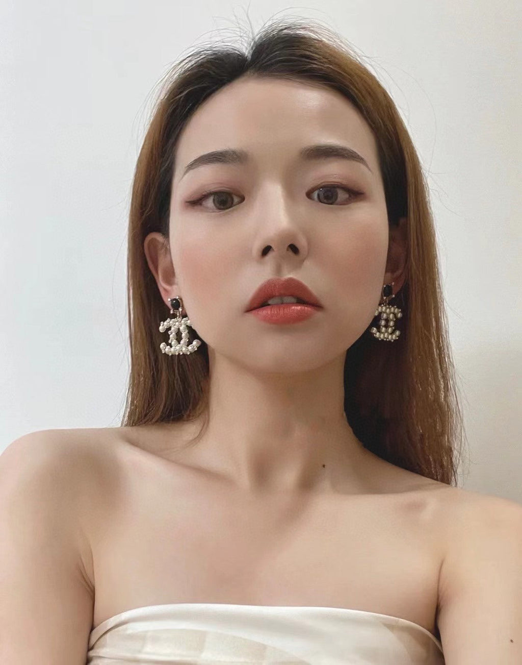 18K Pearl Chanel Pendant Earrings