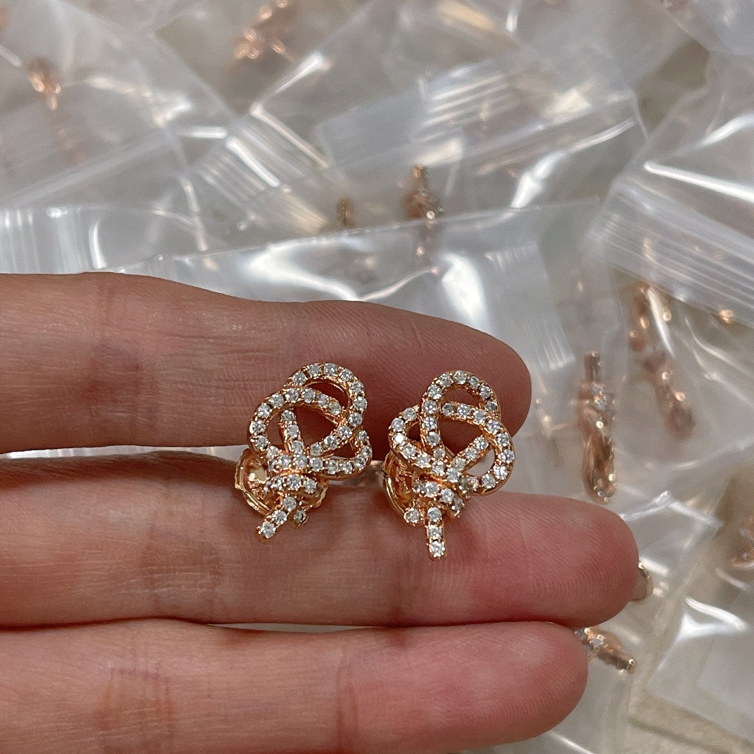 18K Tiffany & Co. Keys Woven Diamond Earrings