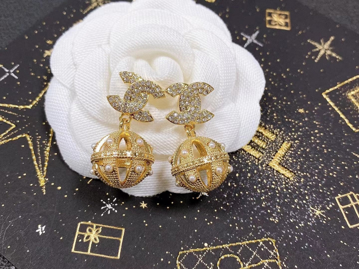 18K Chanel Ball Drop Earrings