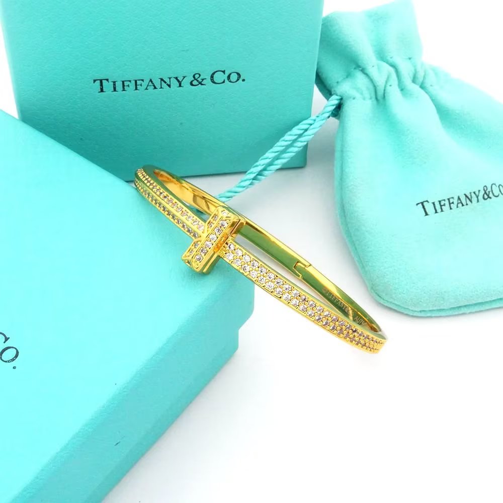 18K Tiffany & Co. T1 Wide Diamond Bangle Bracelet