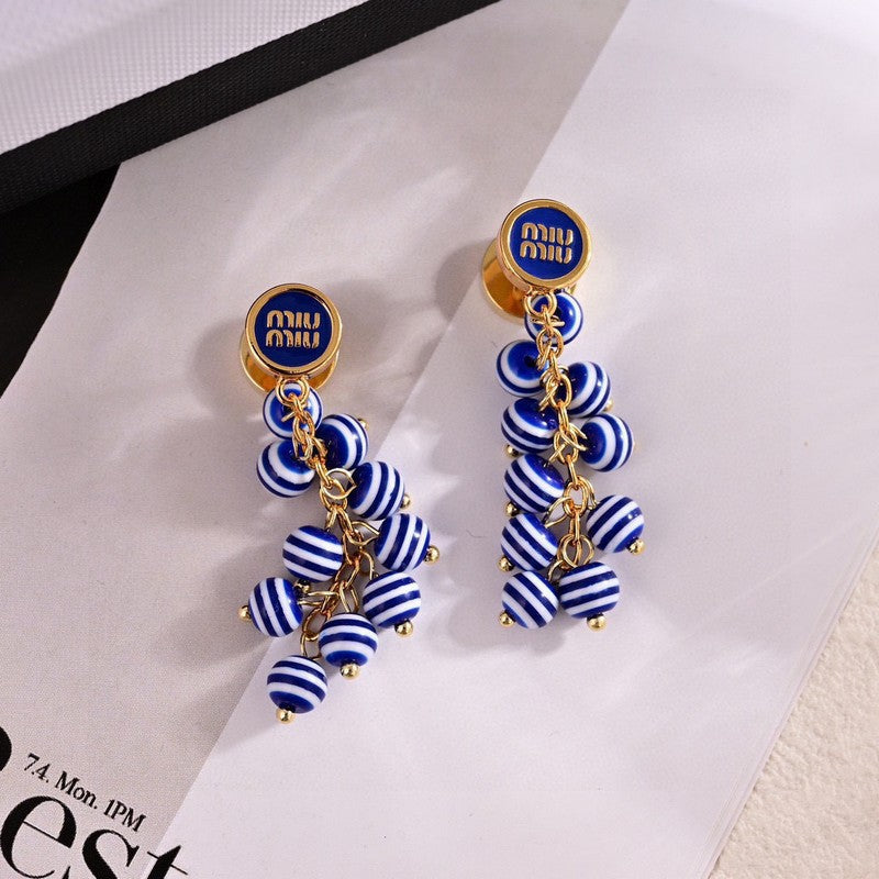 18K Miu Miu Blue & Pink Ball Earrings