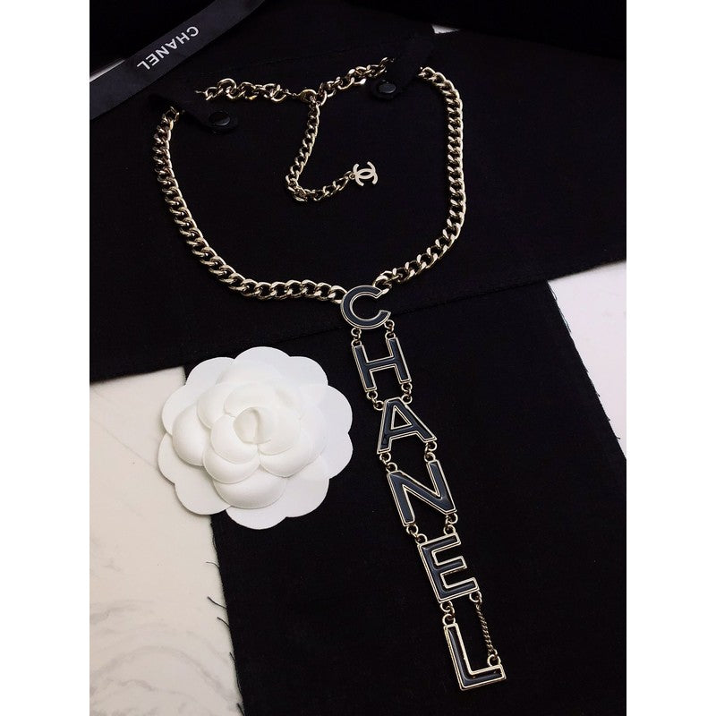 18K Chanel 22S Big Black Logo Necklace