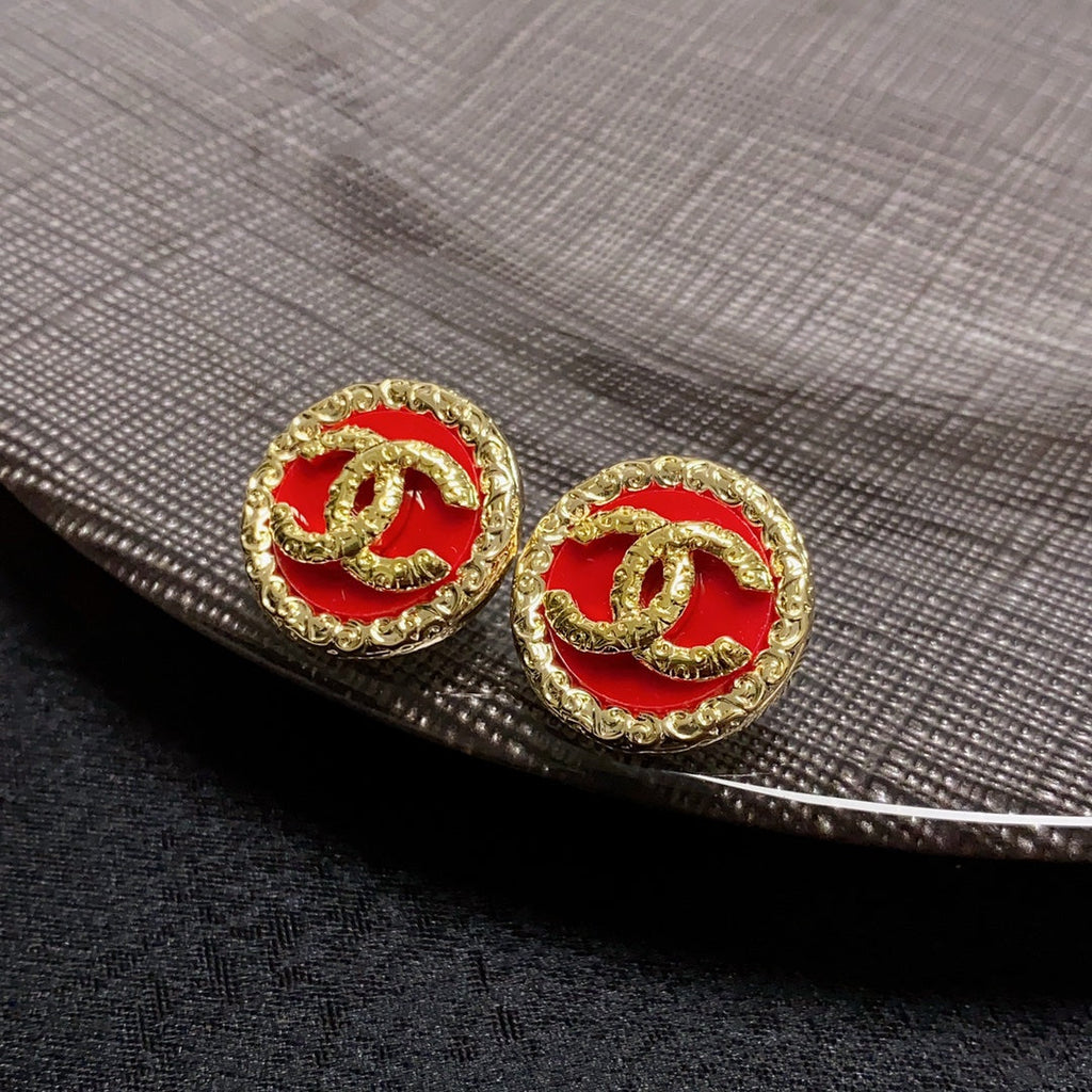 18K Chanel Black & Red Earrings