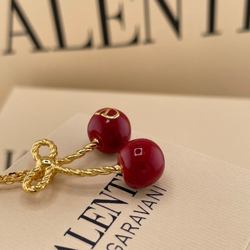 18K Valentino VLogo Red Cherry Gold Necklace