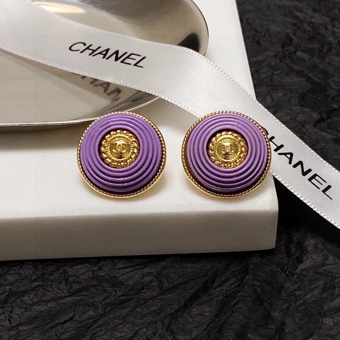 18K Chanel Purple Resin Earrings