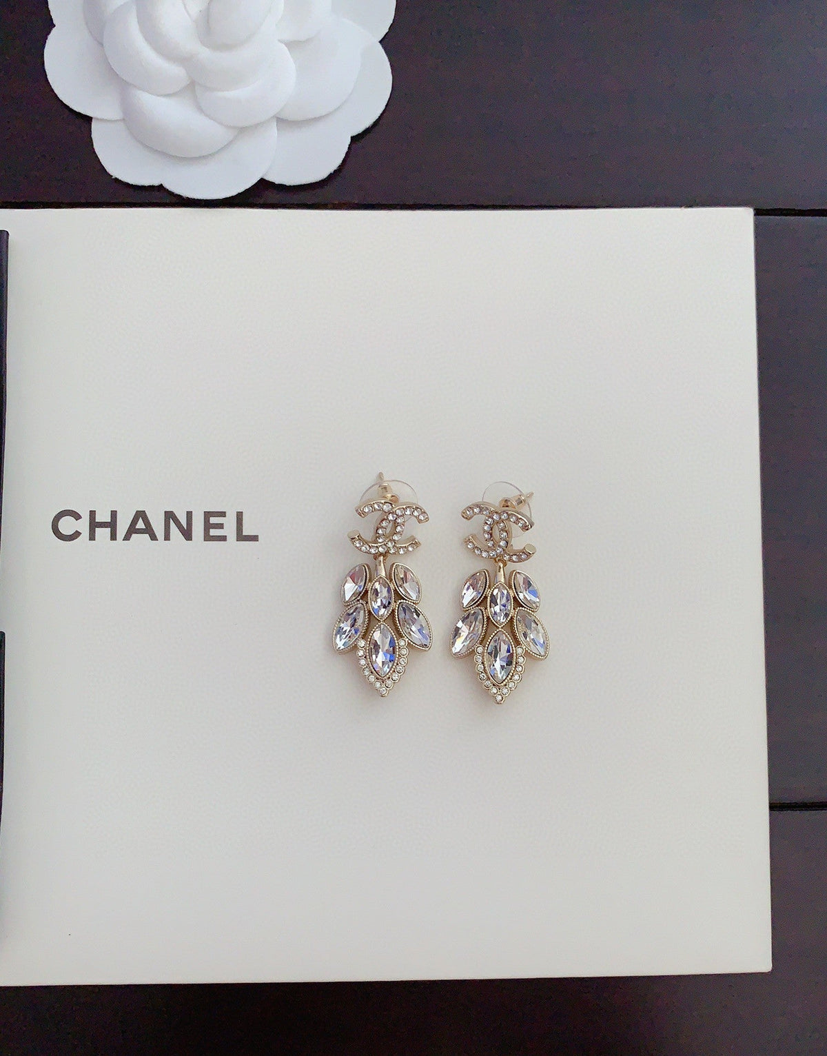 18K Chanel Crystals Pendant Earrings