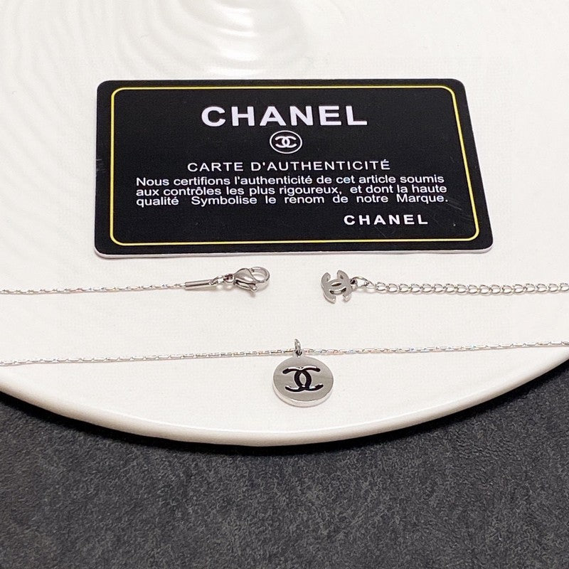 18K Chanel Round Logo Necklace