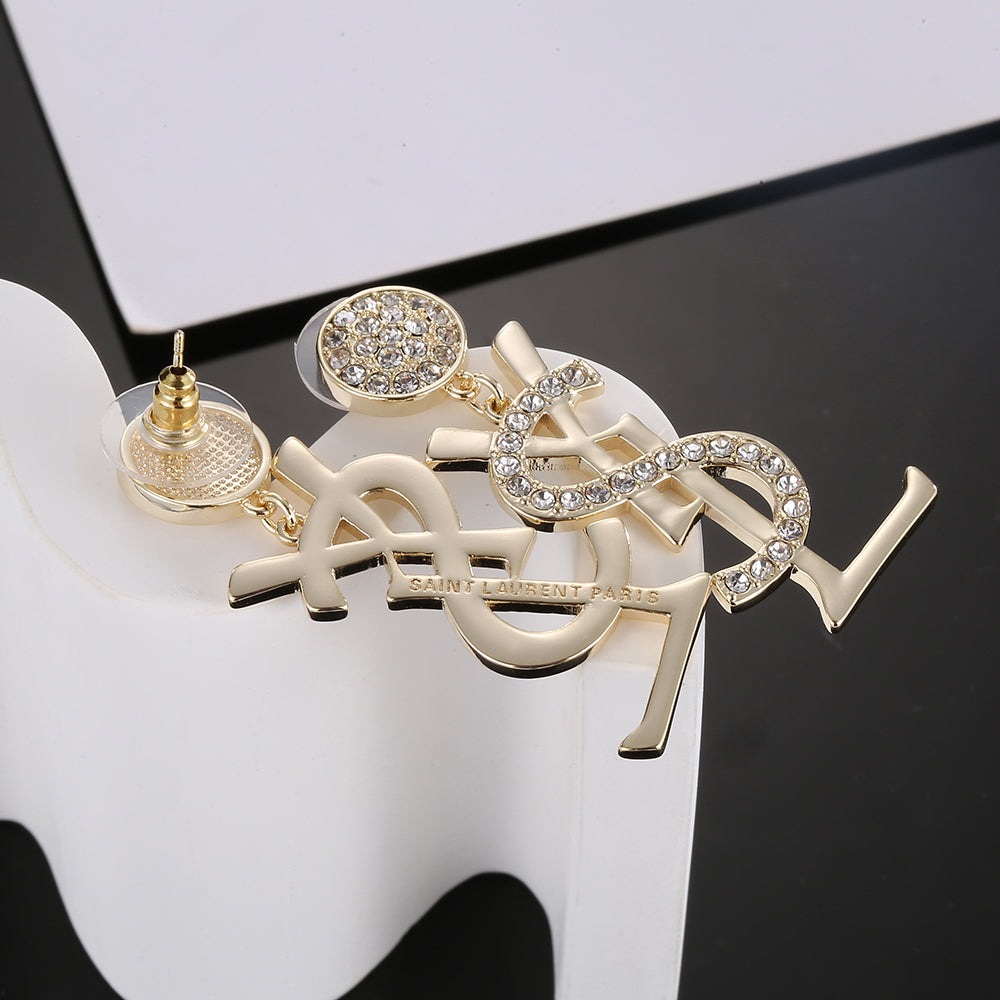 18K Saint Laurent YSL Diamonds Earrings