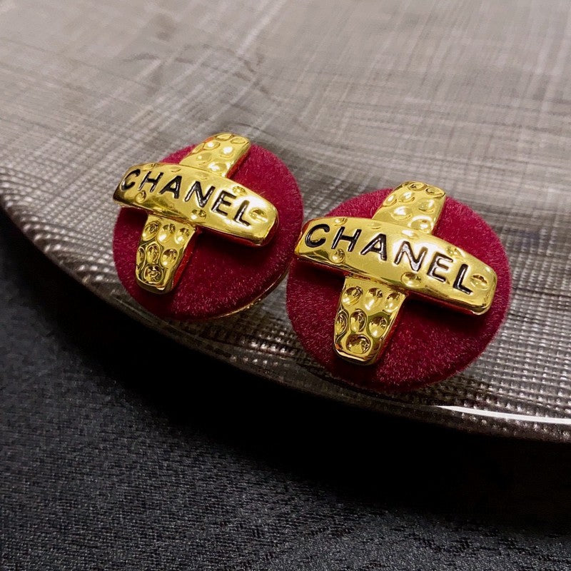 18K Chanel Red Yellow Gold Earrings