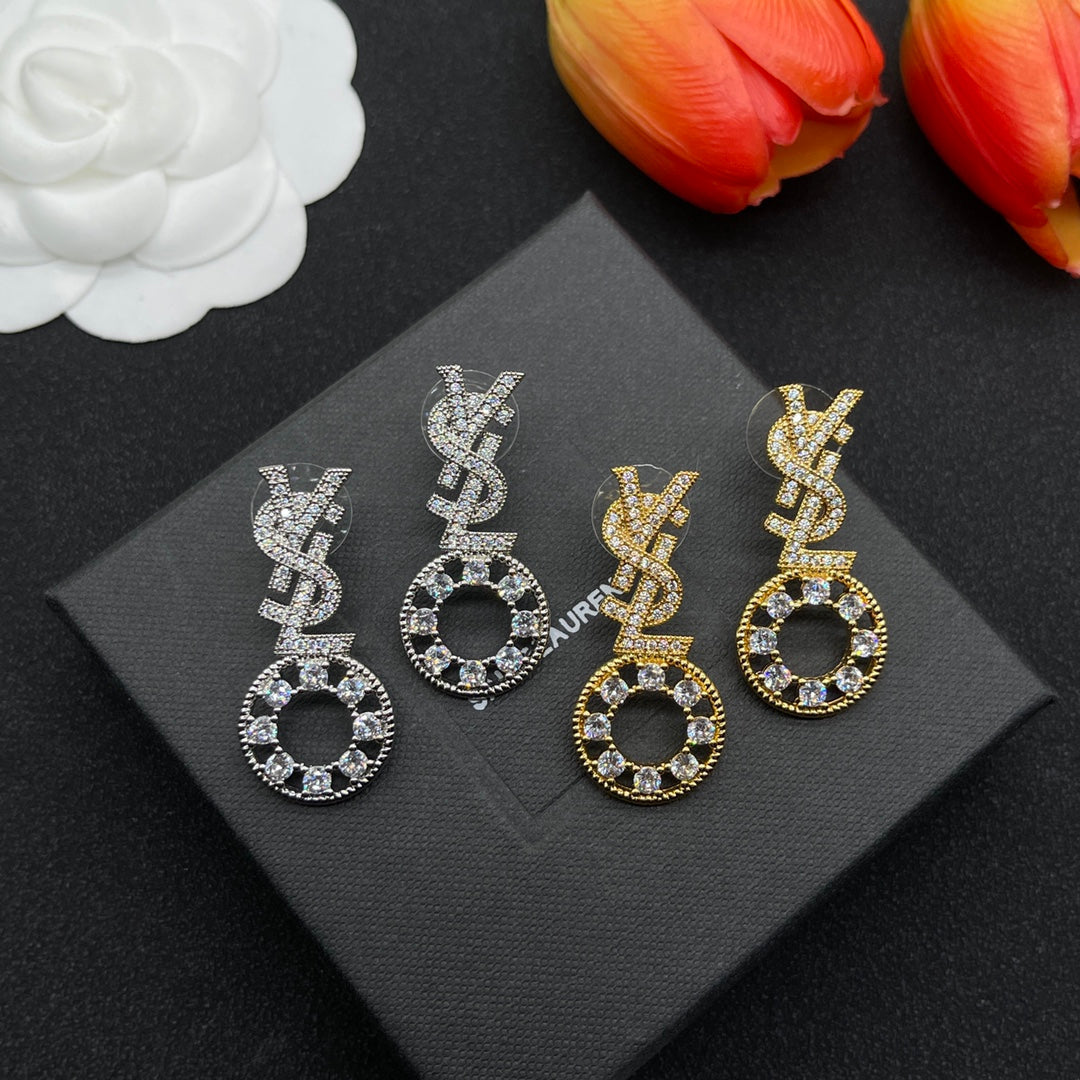18K Saint Laurent YSL Diamonds Earrings
