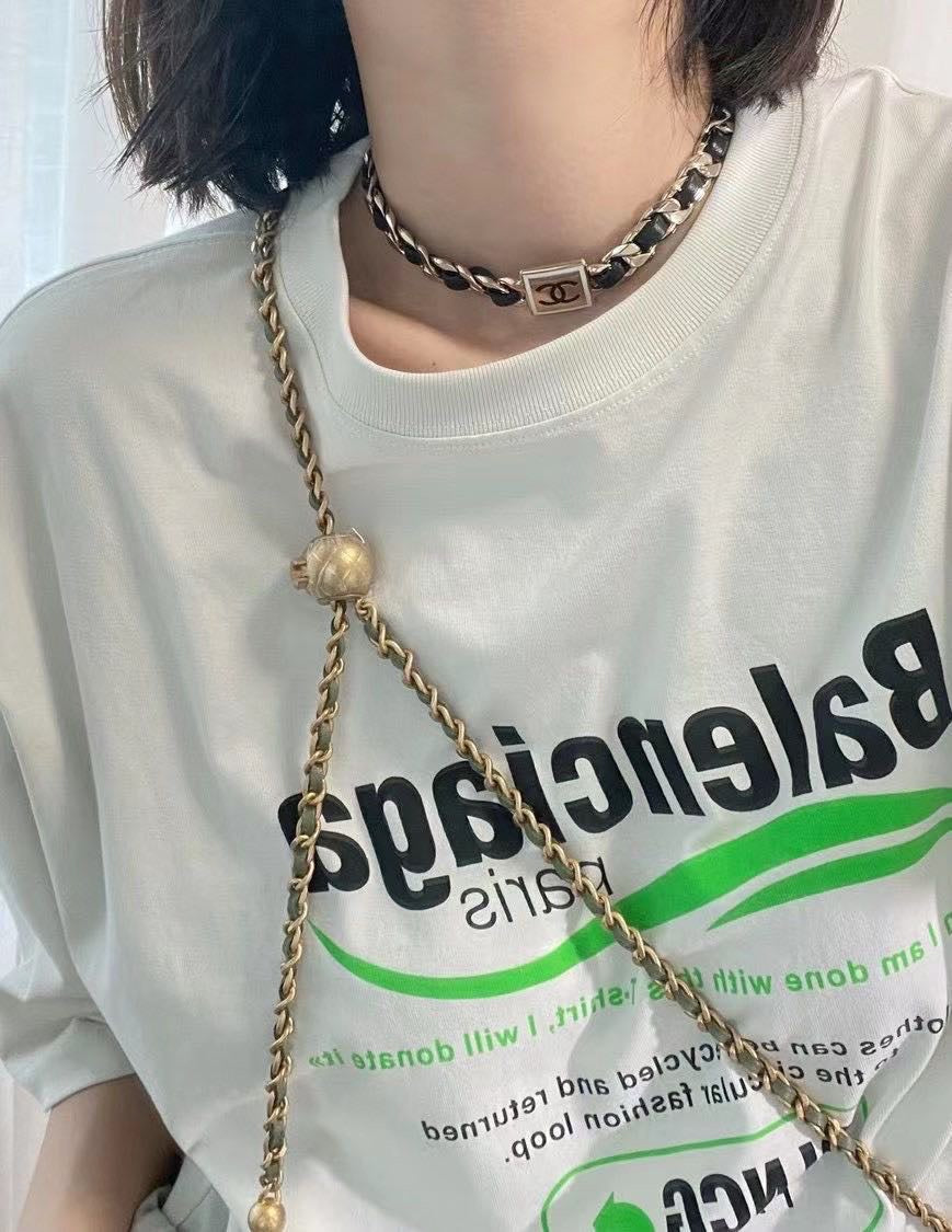 18K Chanel Leather Necklace