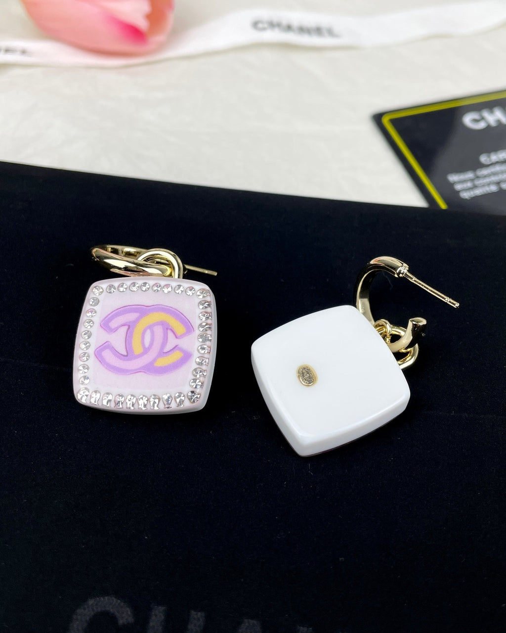 18K Chanel Pink Bottle Earrings