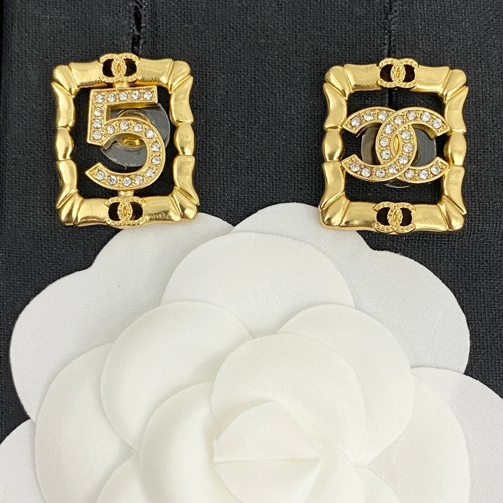 18K Chanel No.5 Square Diamond Earrings