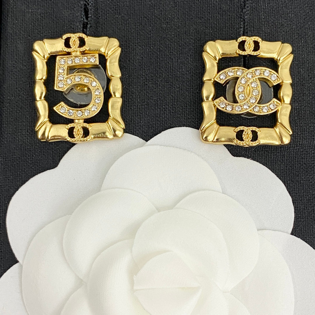 18K Chanel No.5 Square Diamond Earrings